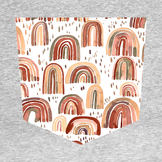 Pocket - Cute Watercolor Rainbows Terracota Desert by ninoladesign